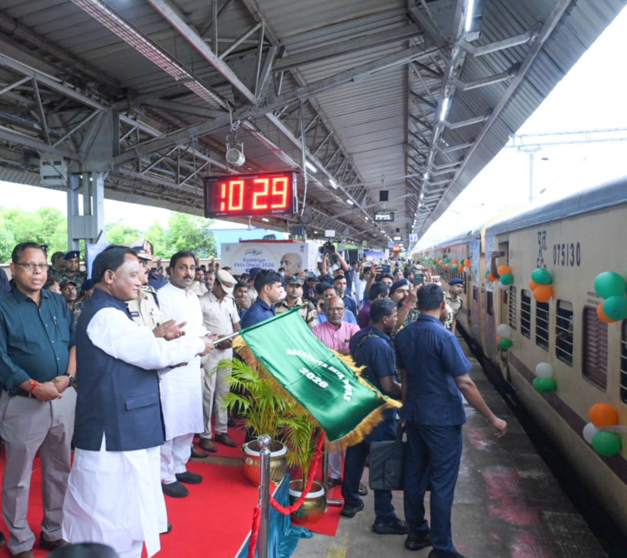 Odisha CM  flagged off a special train from the New Bhubaneswar Railway Station to Gujarat’s Ekta Nagar