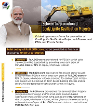 Cabinet approves the scheme for promotion of Coal/Lignite Gasification Projects of Government PSUs and Private Sector
