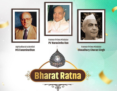 Union Government announced India’s highest civilian award Bharat Ratna to  PV Narasimha Rao,Chaudhary Charan Singh and Dr. MS Swaminathan