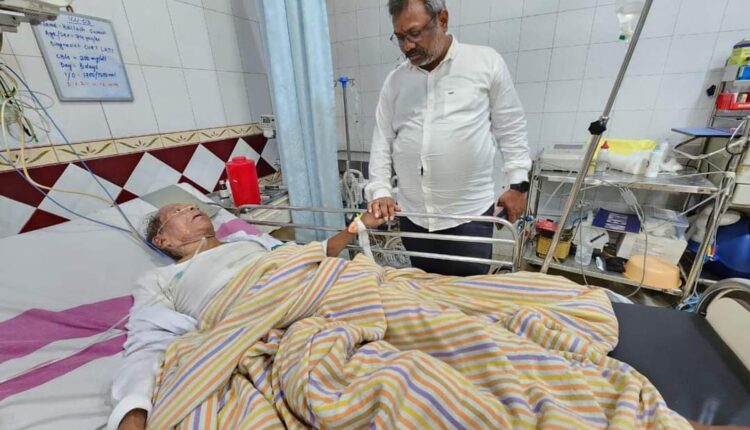 Bhograi MLA Ananta Das (83) was admitted to the ICU of the Fakir Mohan Medical College and Hospital