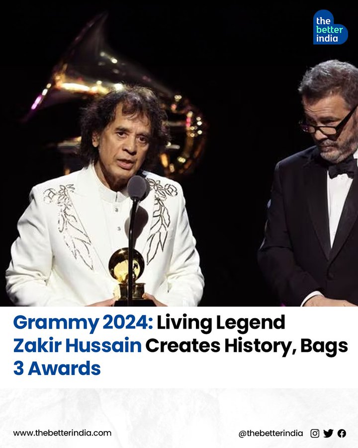 India’s shining moment at the Grammys:Ustad Zakir Hussain Takes Home Three Grammys