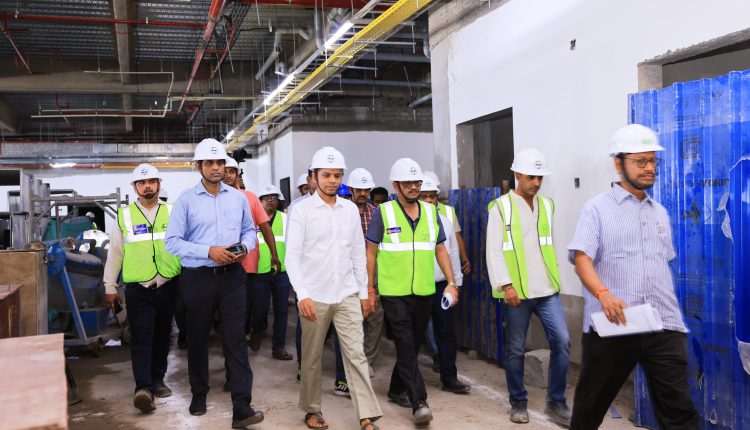 Chairman 5T and Nabin Odisha Kartik Pandian review the ongoing development works at SCB Medical College