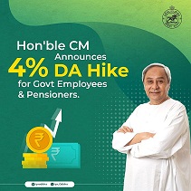 Odisha Chief minister announced 4% increase in Dearness Allowance for employees and pensioners