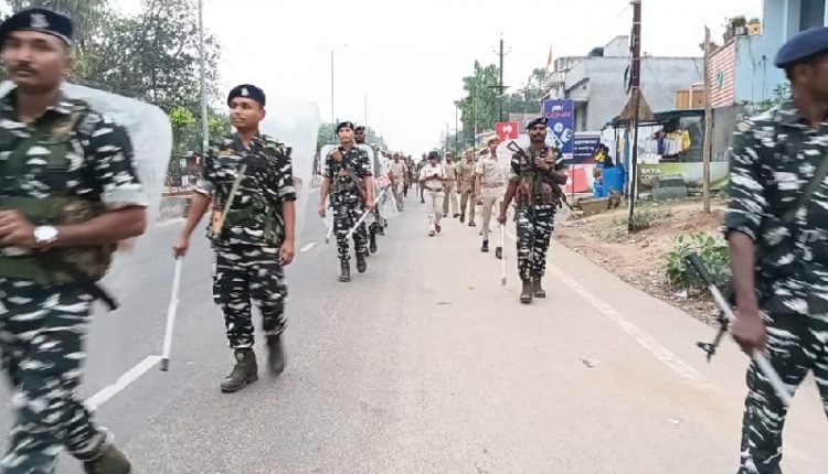 Police and CRPF conducted flag march in Gunupur town in a bid to instill confidence in the voters