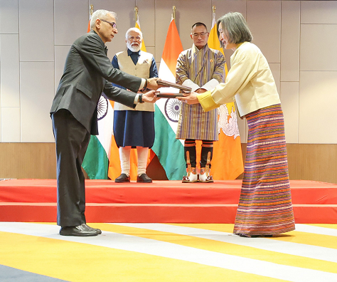 Bilateral meeting of Prime Minister with Prime Minister of Bhutan and Exchange of MoUs