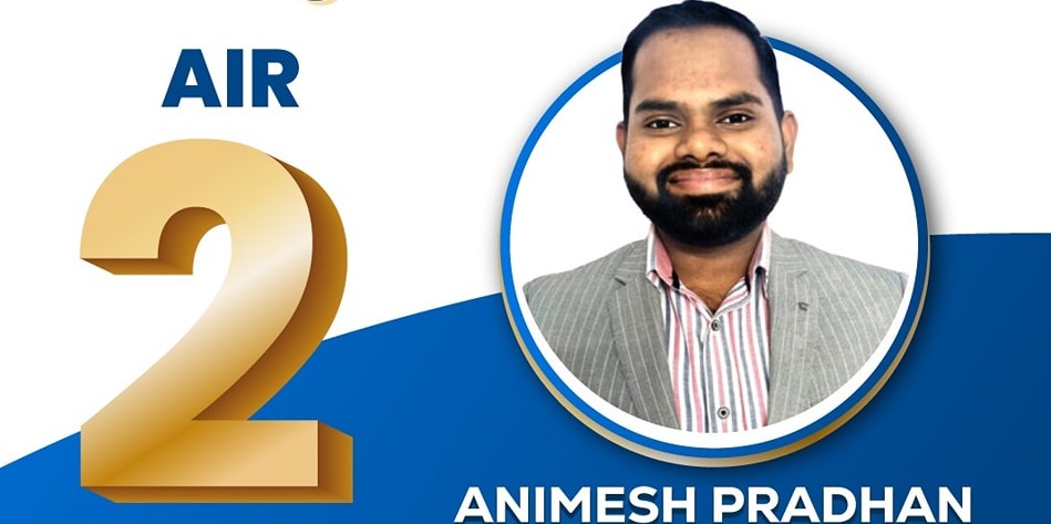 Animesh Pradhan secured the All Inida 2nd rank in the prestigious Civil Services examination