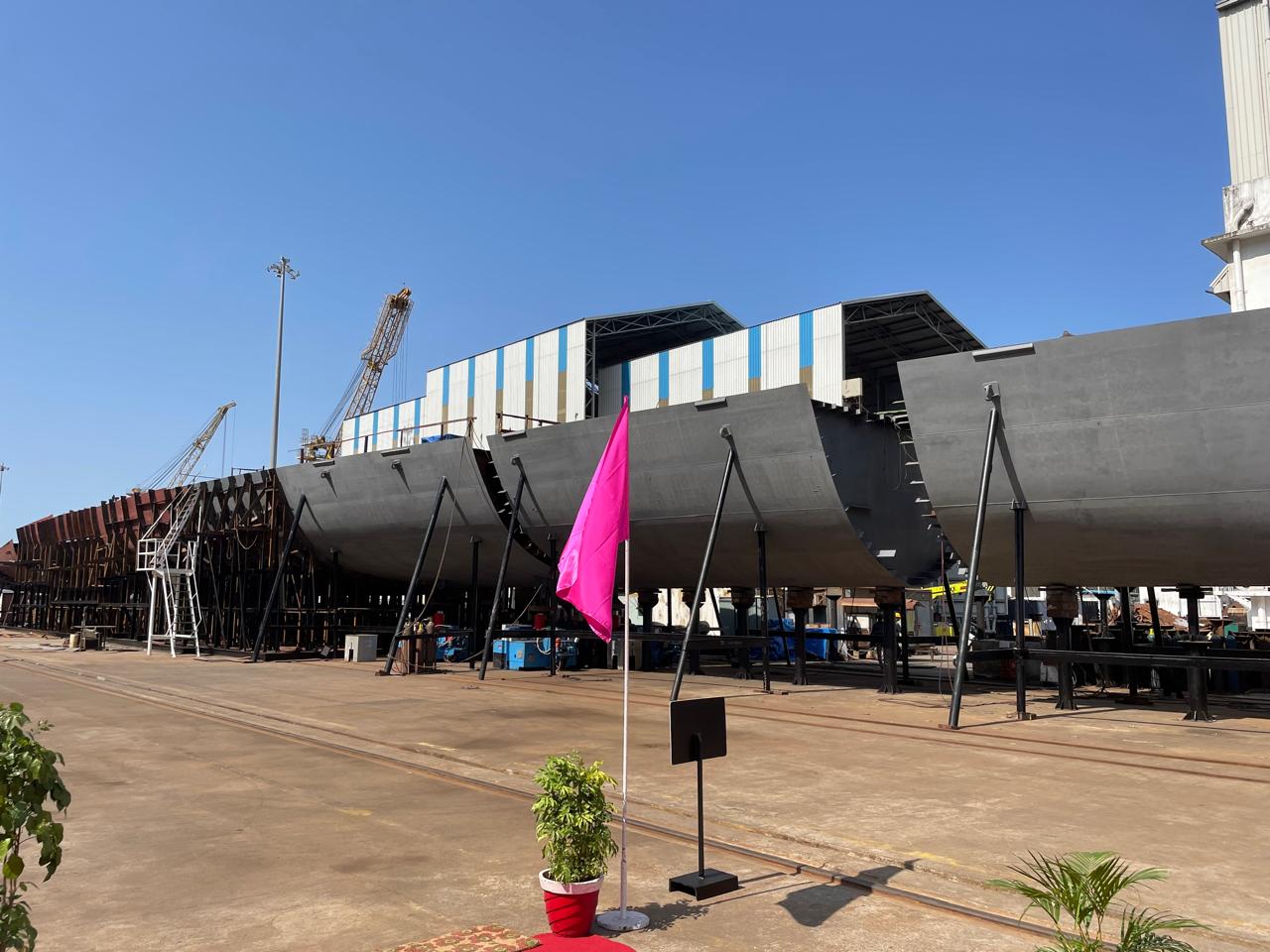 KEEL LAYING OF THE FIRST NEXT GENERATION OFFSHORE PATROL VESSEL (ex-GSL) ON 03 MAY 24 AT GOA SHIPYARD LTD