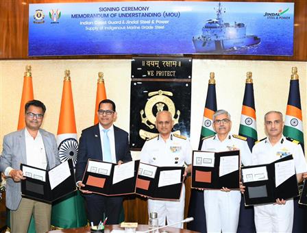 Indian Coast Guard inks MoU with private sector for indigenous marine grade steel to enhance indigenous content in shipbuilding