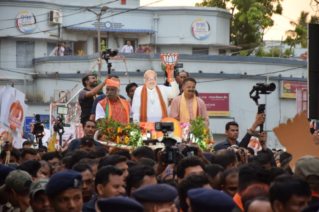 Amit Shah led a massive roadshow in Cuttack to pitch for BJP candidates