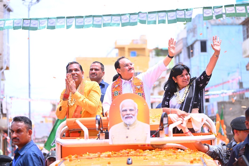 BJP National President JP Nadda held a massive roadshow in Bhubaneswar