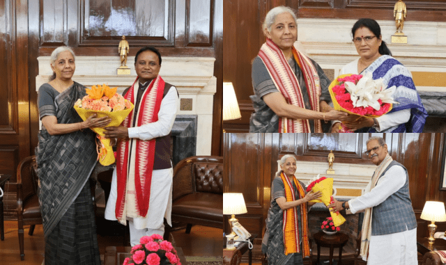 CM Majhi, Dy CMs Meet Sitharaman and discussed various issues related to the overall development of Odisha