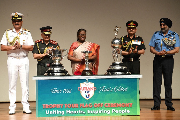 PRESIDENT OF INDIA UNVEILS THE TROPHIES OF DURAND CUP TOURNAMENT