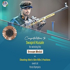 Swapnil Kusale won the bronze medal in the Men’s 50m Rifle 3 Positions event at the Paris Olympics