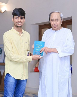 Young entrepreneur Rohit Sinha has presented a copy of his ‘School to Startup’ to Leader of Opposition (LoP) Naveen Patnaik
