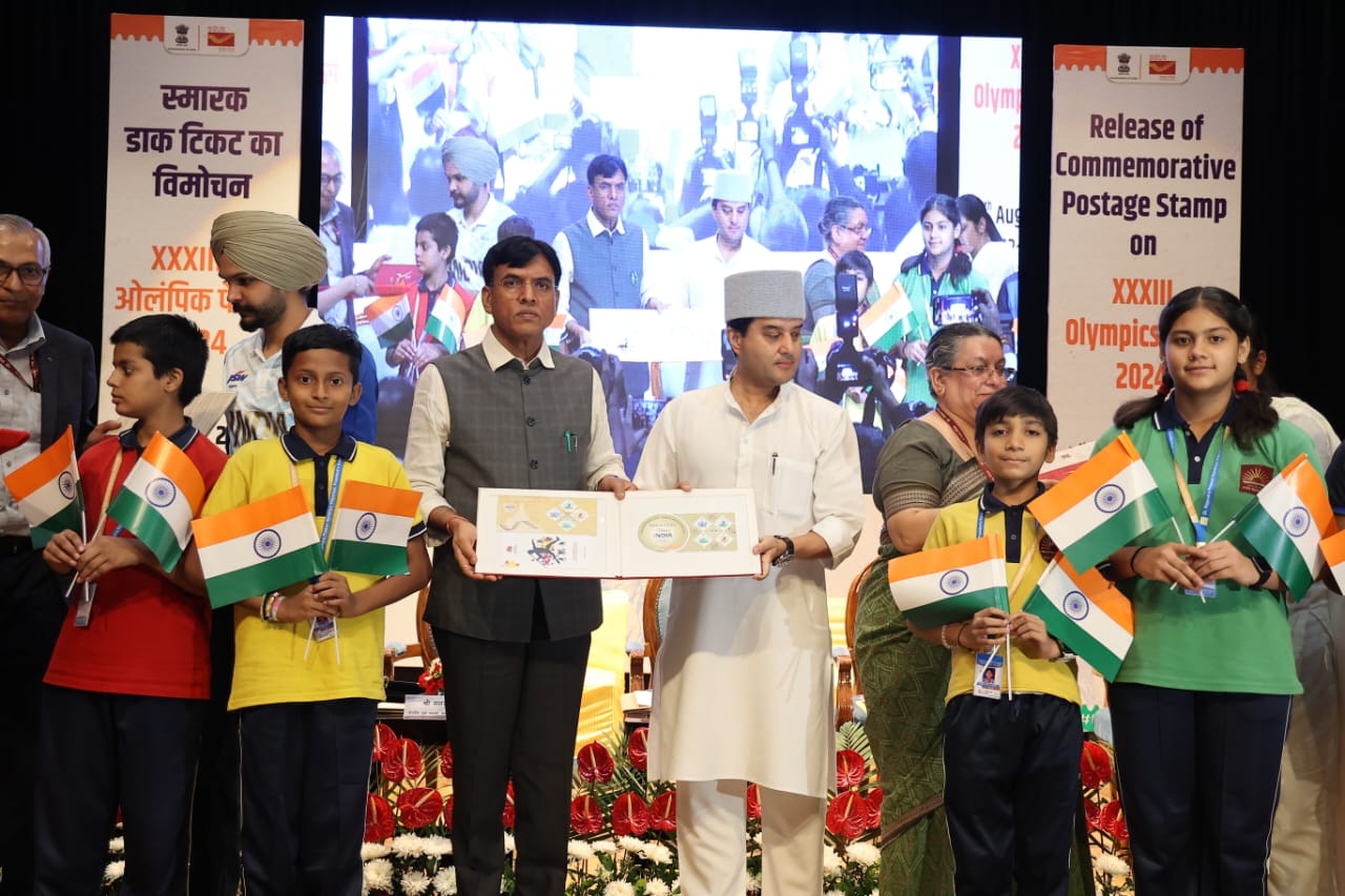Dr. Mansukh Mandaviya and Shri Jyotiraditya M. Scindia Release Commemorative Postage Stamps for the XXXIII Olympics Paris 2024