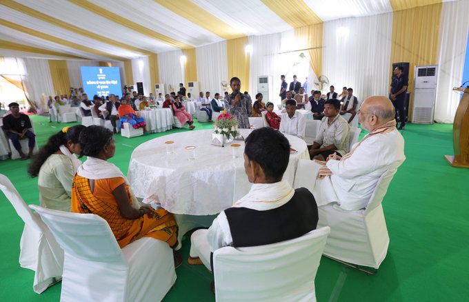 Union Home Minister and Minister of Cooperation, Shri Amit Shah interacts with victims of Naxalite violence from Chhattisgarh