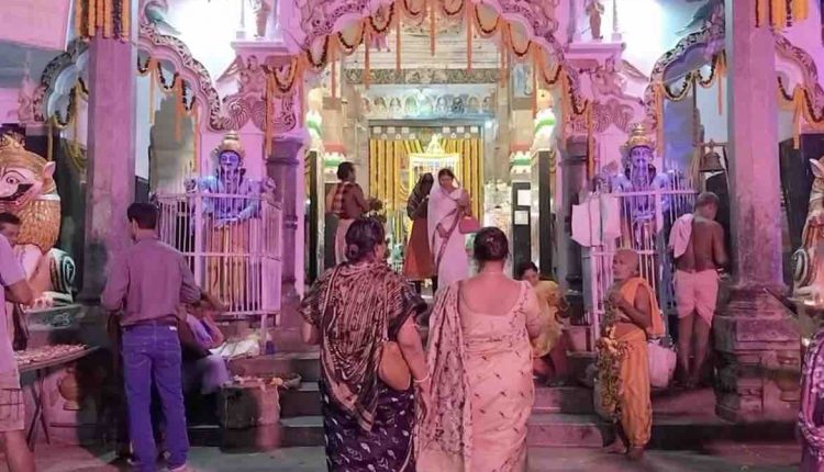 Devotees thronged Gopinath Temple at Sakhigopal for Radha Pada Darshan on the occasion of Anla Navami