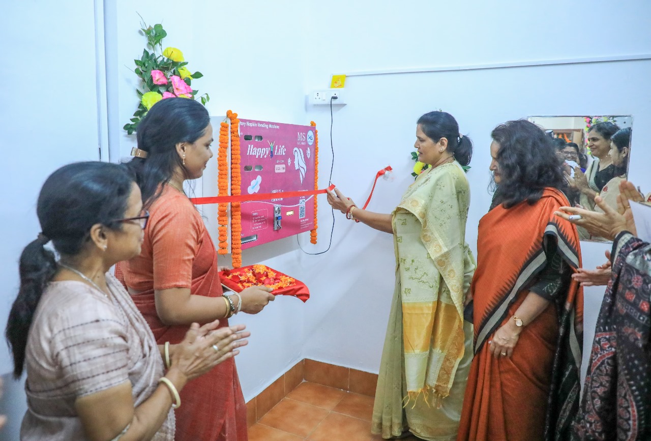 Odisha’s Deputy Chief Minister Pravati Parida inaugurated sanitary napkin vending and disposal machines at Lok Seva Bhawan