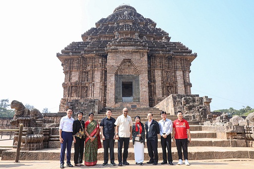 Singapore President Tharman Shanmugaratnam along with his wife visited the world-famous Konark Sun temple