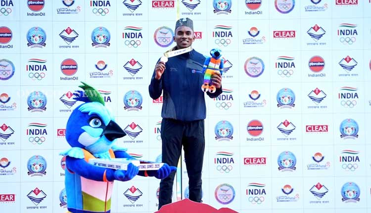 Odisha’s Animesh Kujur stealing the show  winning  the gold medal in the men’s 100m final