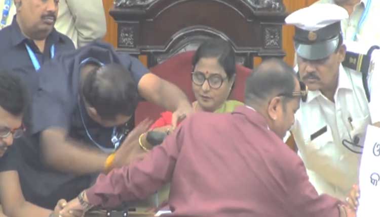 Senior Congress MLA Tara Prasad Bahinipati was suspended from the State Assembly for seven days