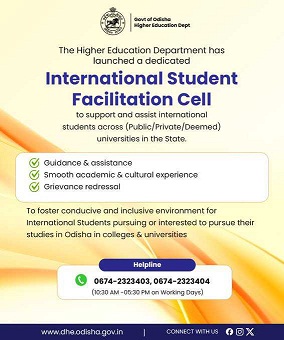 Odisha Higher Education Department has launched a dedicated International Student Facilitation Cell