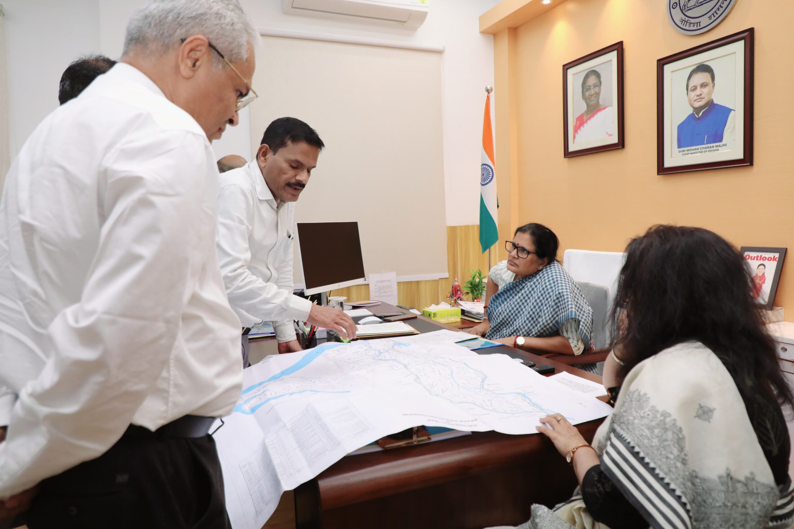 Deputy CM  Pravati Paridar chaired a review meeting to discuss a permanent solution to the flooding in the Dhanua River