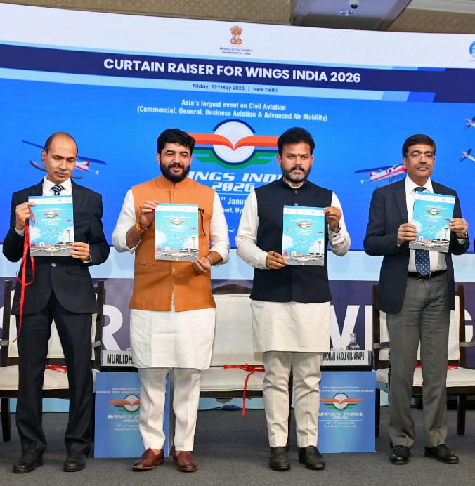Union Minister Ram Mohan Naidu inaugurates a curtain raiser event for Wings India 2026