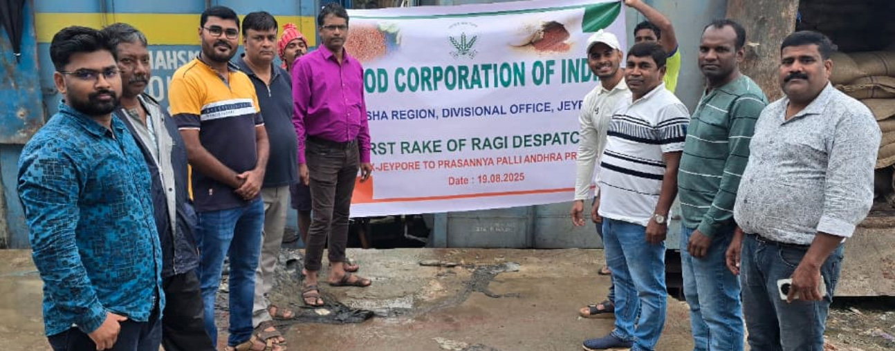 FCI lifts Ragi for first time from Odisha  2642 MT lifted in the first phase against target of 40 thousand MT