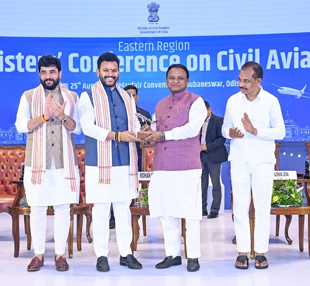 Odisha CM unveiling a series of transformative initiatives at the Eastern Region Civil Aviation Ministers’ Conference