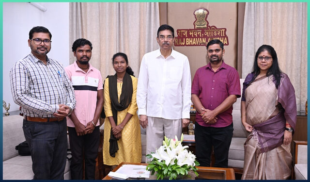 Odisha Governor  felicitated Champa Raspeda, the first girl from the Didyai community for Breaking Barriers with NEET