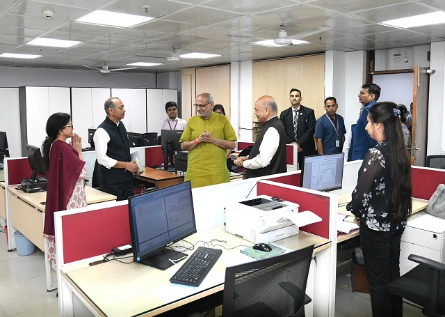 Vice-President and Chairman, Rajya Sabha,  C. P. Radhakrishnan visits various sections of Rajya Sabha Secretariat at Parliament House