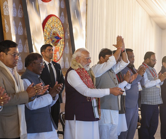 Prime Minister Shri Narendra Modi performs Bhoomi Pujan of the Kaziranga Elevated Corridor Project