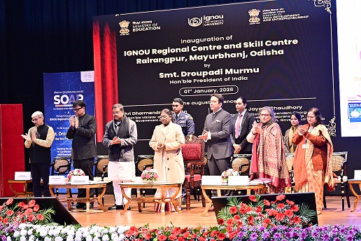 President of India, Smt Droupadi Murmu virtually inaugurated the IGNOU Regional Centre and Skill Centre at Rairangpur
