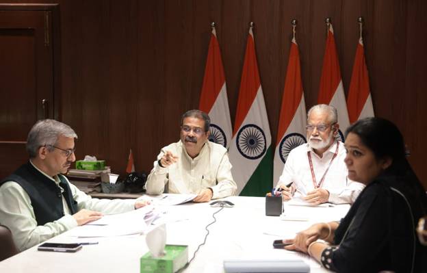 Union Education Minister, with Dr. K. Radhakrishnan, former Chairman ISRO review preparedness for NEET-UG 2026 Re-Examination