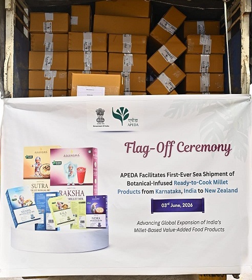 APEDA Facilitates First-Ever Sea Shipment of Botanical-Infused Millet Functional Foods from Karnataka to New Zealand