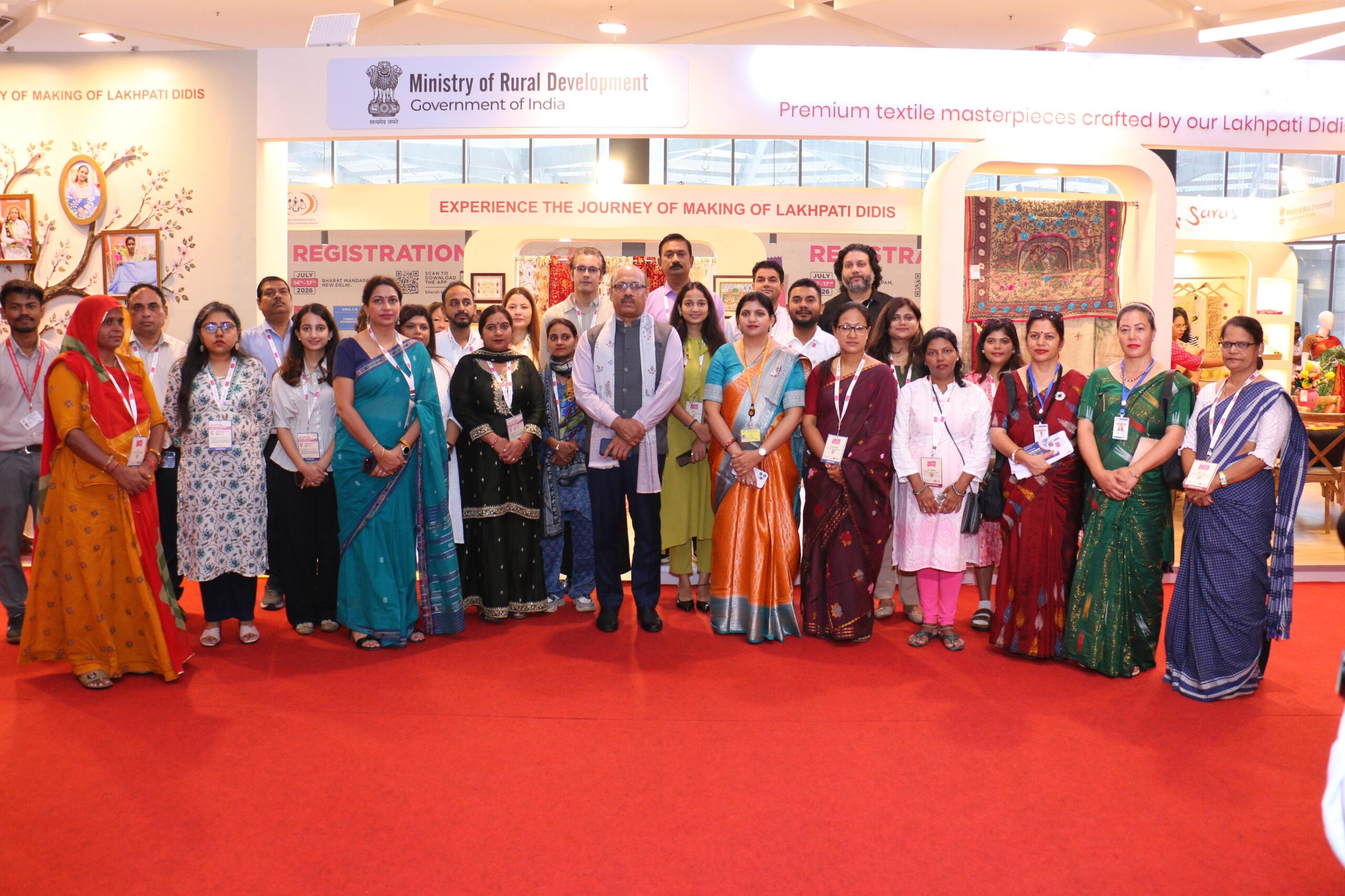 Lakhpati Didis Showcase Rural Enterprise, Traditional Crafts and Market Potential at Bharat Tex 2026