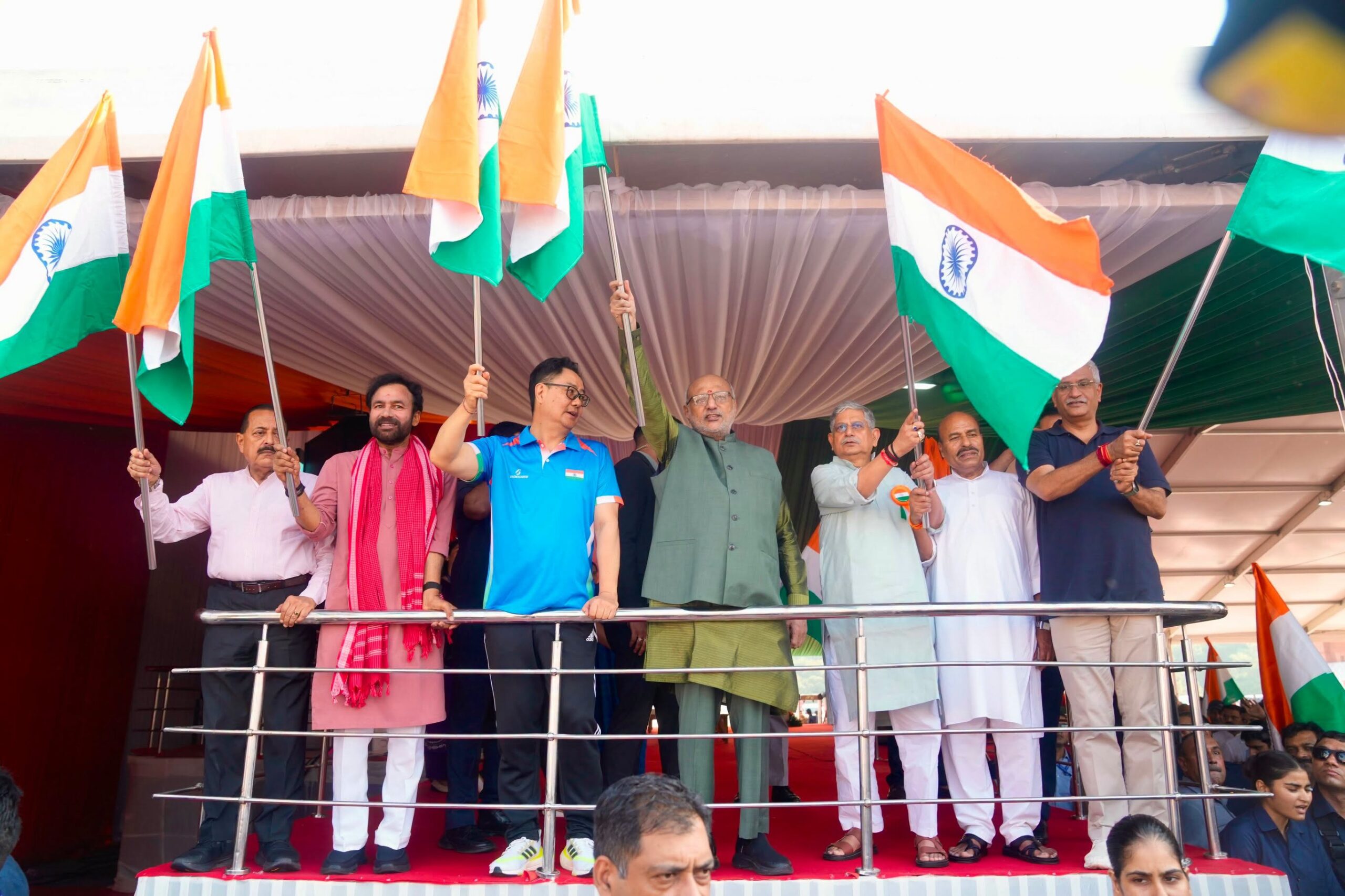Vice-President flags off Har Ghar Tiranga Bike Rally of MPs, commemorating 150 years of Vande Mataram