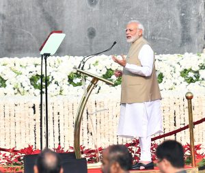 The Prime Minister, Shri Narendra Modi addressing the gathering at the dedication ceremony of the National Police Memorial to the Nation, on the occasion of the Police Commemoration Day, at Chanakyapuri, New Delhi on October 21, 2018.