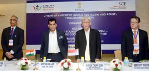 The CEO, NITI Aayog, Shri Amitabh Kant, the Secretary, Ministry of Drinking Water and Sanitation, Shri Parameswaran Iyer and the High Commissioner of Singapore to India, Mr. Lim Thuan Kuan at the Capacity Building Programme for Urban Water Management, organised by the NITI Aayog, in New Delhi on November 26, 2018.