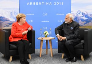 The Prime Minister, Shri Narendra Modi meeting the German Chancellor, Dr. Angela Merkel, on the sidelines of the G20 Summit, in Buenos Aires, Argentina on December 01, 2018.